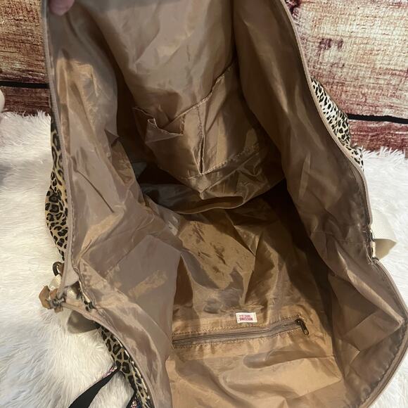 Mossimo Leopard Print Tote Bag XL 24x16x8 Duffel Duffle Bag Cheetah Animal Zip - Picture 5 of 6